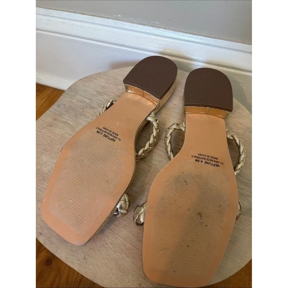 Sincerely Jules Metallic Gold Braided Strap Sandals size 8.5